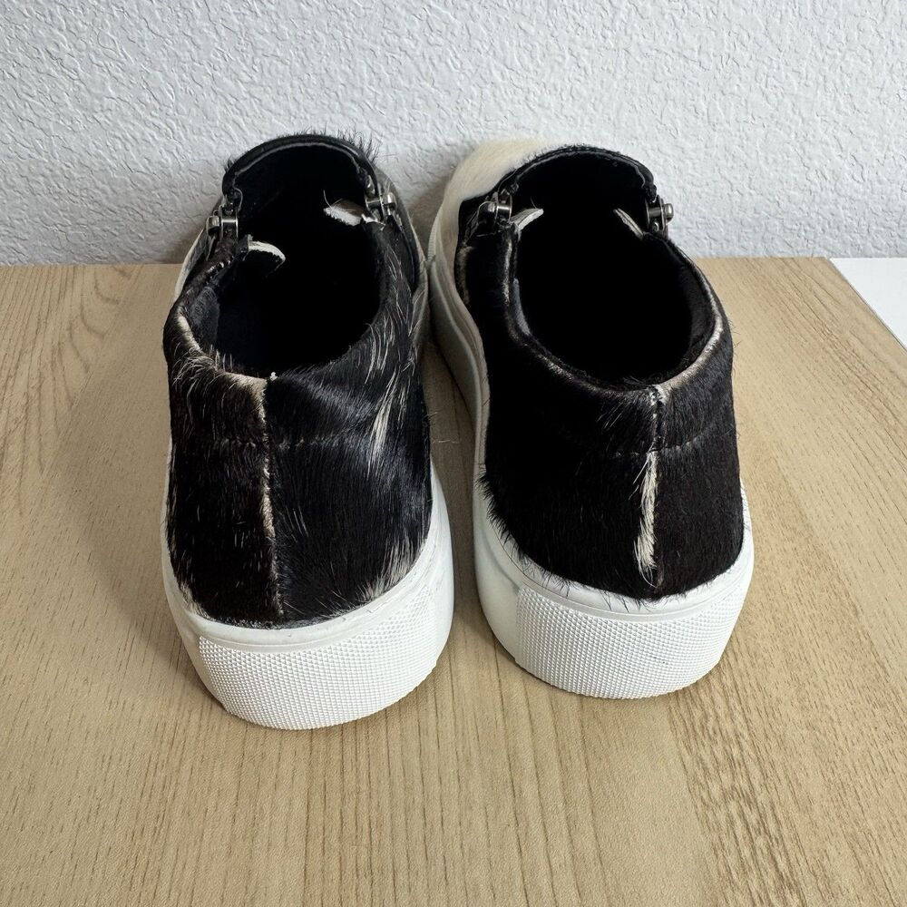 Myra Bags Slip On Sneakers Cowhide Leather Women's Sz 38 Shoes Black & Tan - Picture 5 of 9